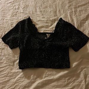 Black Ruched Crop Top